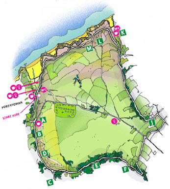 Walk 3 Map - Porthtowan, Banns Vale, Mount Hawke and Chapel Porth